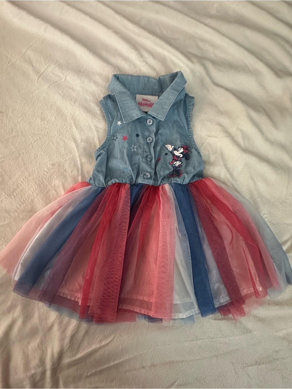 Disney Sleeveless Denim Top with Red, Blue, White Tulle Skirt